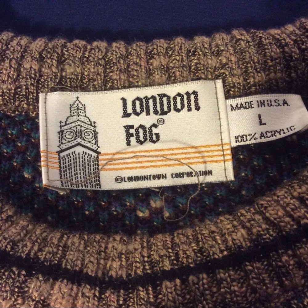 London Fog Vintage Aztec southwestern design Men’s sweater size large